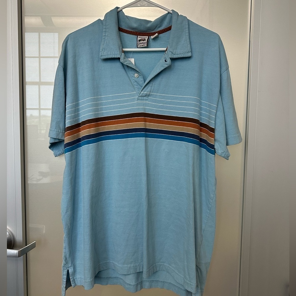 Jimmy’Z Vintage 1980’s Polo Blue Striped Size XL. Beach.  Surf.